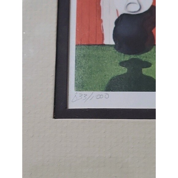 Vintage FRANK WHIPPLE Signed 833/1000 "Tic Tac Toe" Matted with Gold Metal Frame - Picture 3 of 7